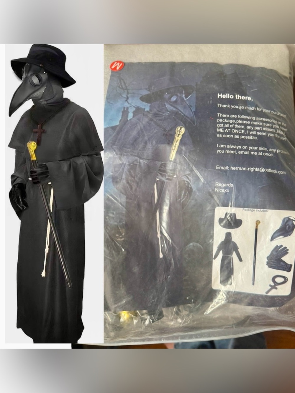 Plague Doctor Costume Mens Size M~New